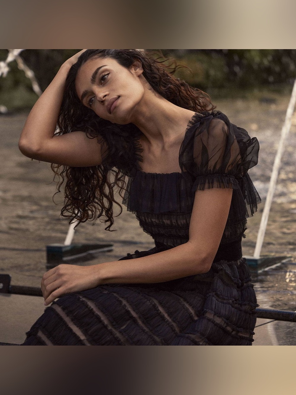 Doen Celestia Tulle Silk Heirloom Black Sheer Tiered Maxi Dress. EUC XS. - Picture 2 of 11